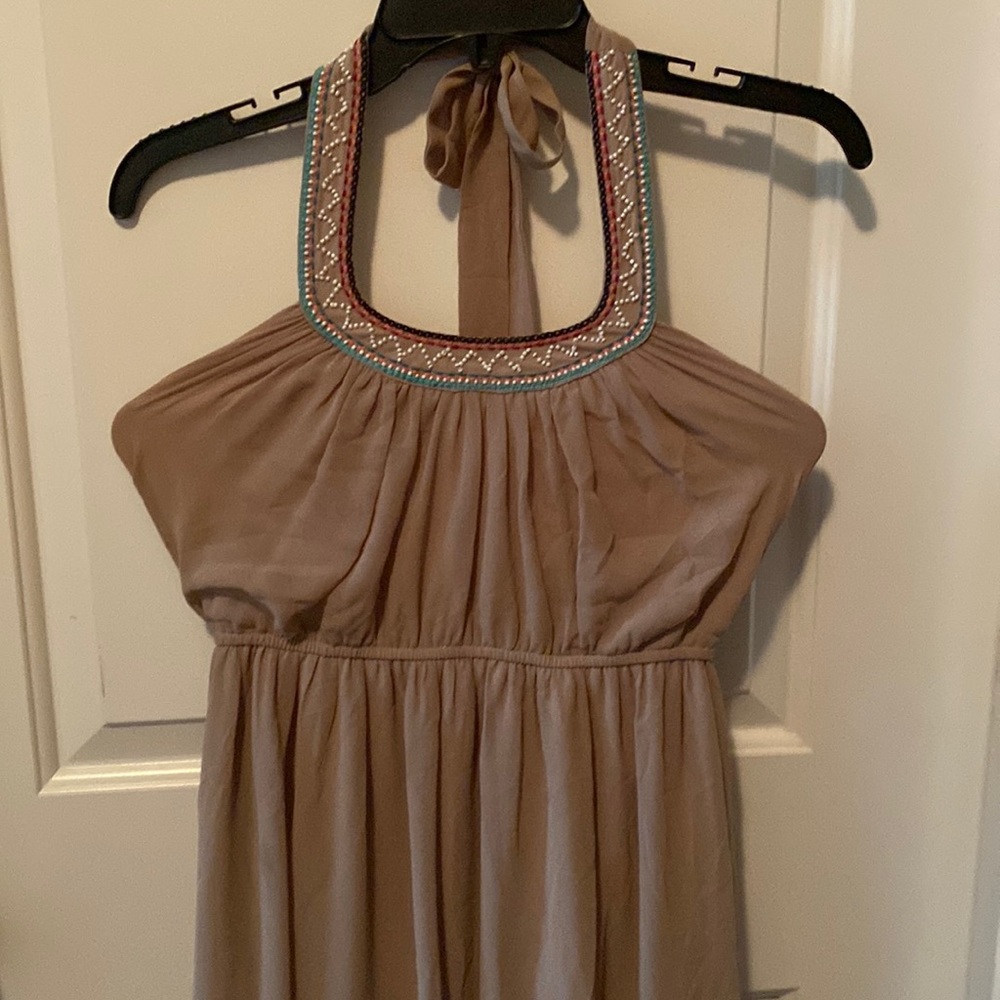 C’isa Sand Beaded Neck Halter Maxi